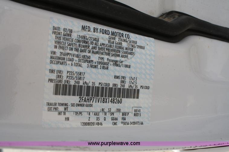 image for item F2622 2008 Ford Crown Victoria Police Interceptor