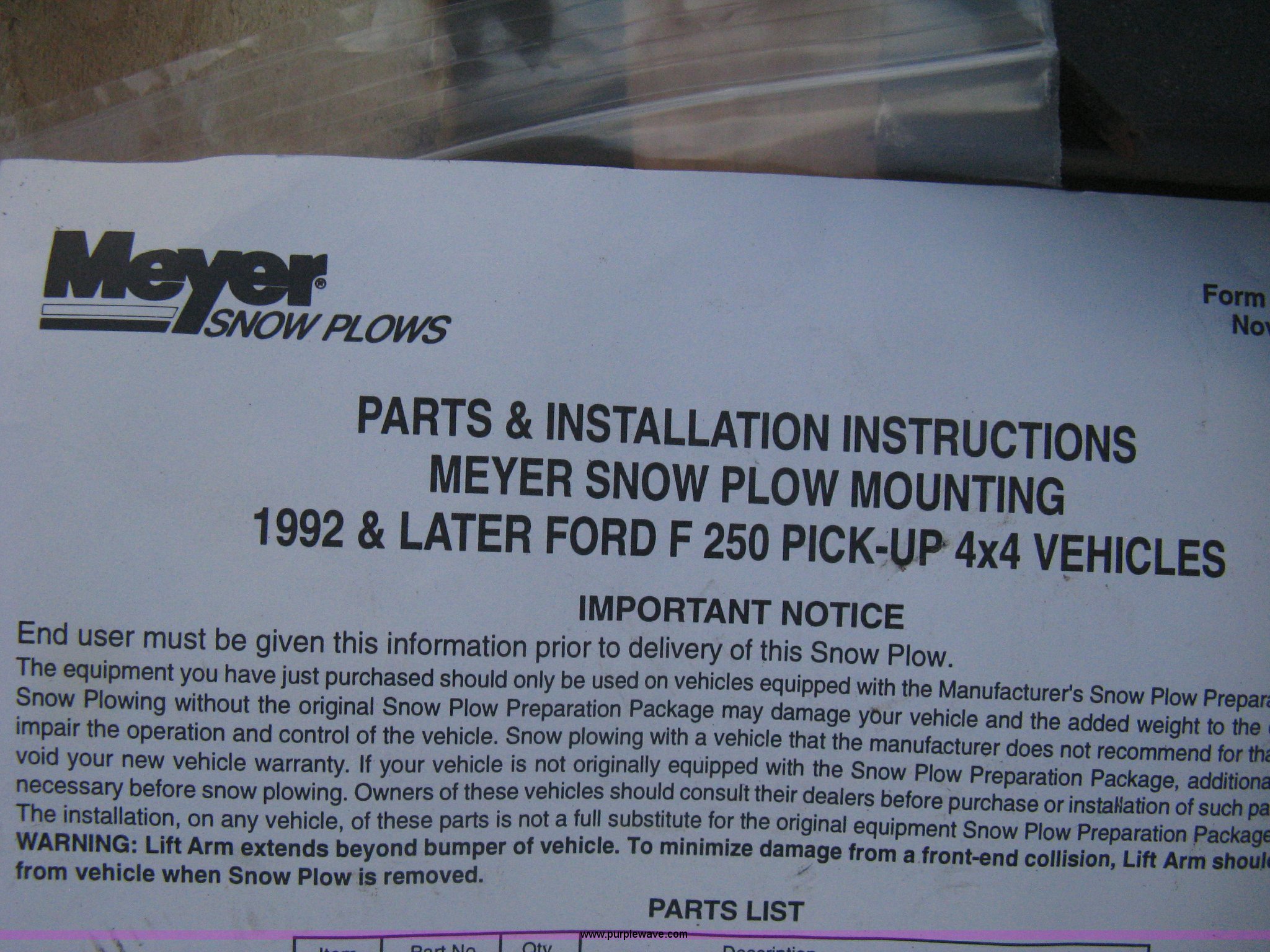 Meyer snow plow mounting bracket/frame in Wichita, KS Item R9695 sold