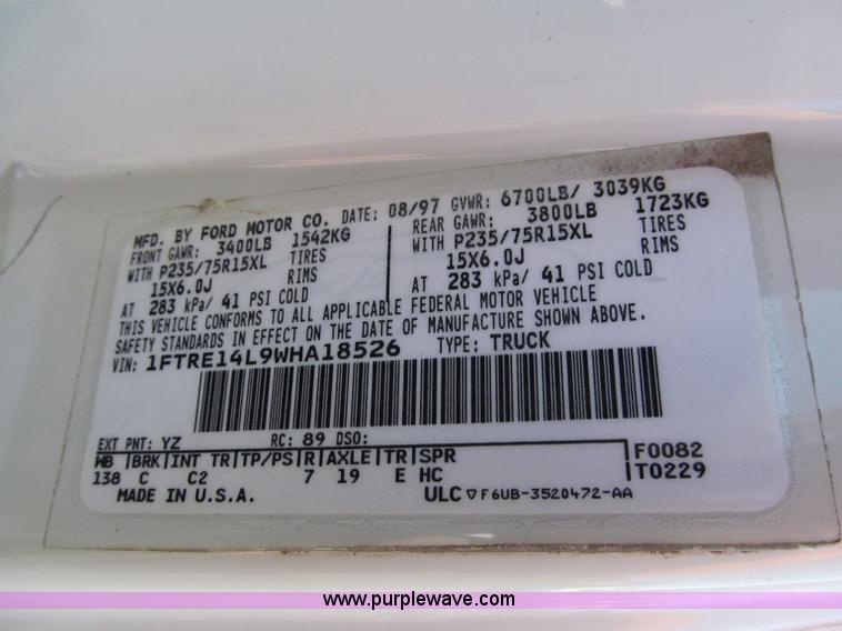 image for item E2177 1998 Ford E150 cargo van