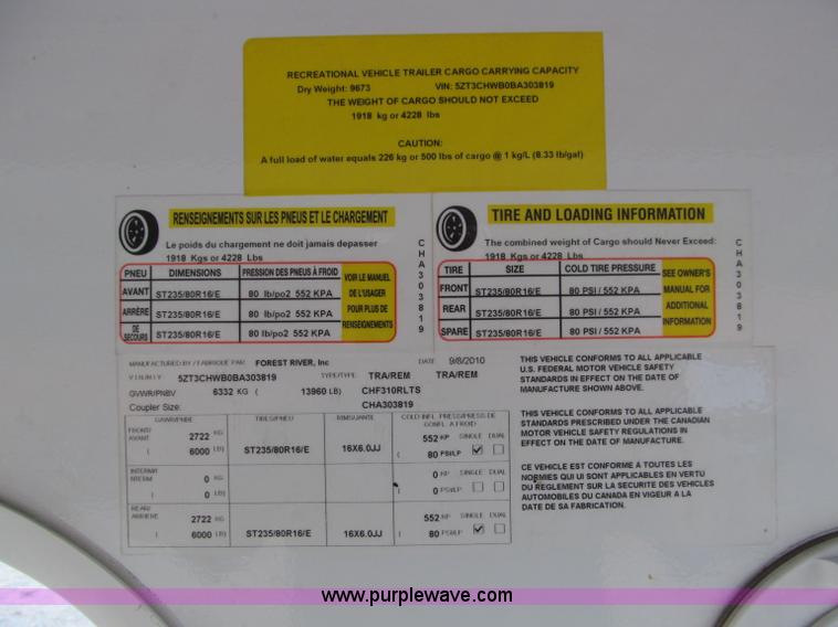 image for item F4582 2011 Coachman 310RLTS fifth wheel camper