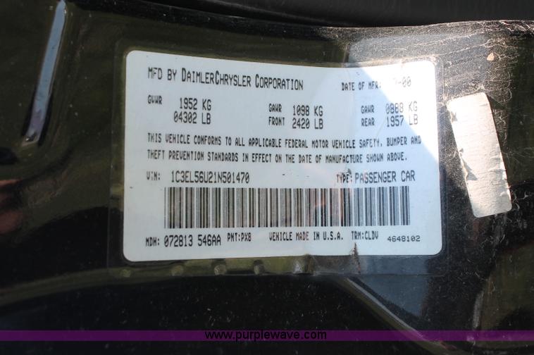 image for item O9341 2001 Chrysler Sebring LXi