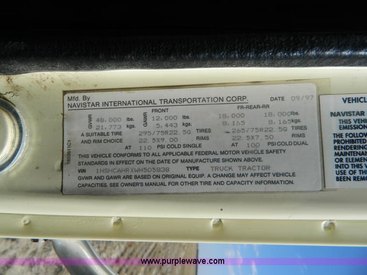 image for item B3884 1998 International 8100 semi truck