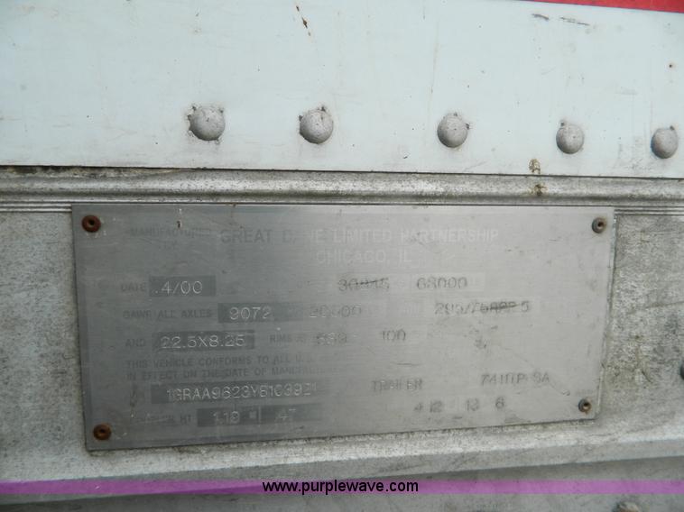 image for item B3906 2000 Great Dane dry van trailer