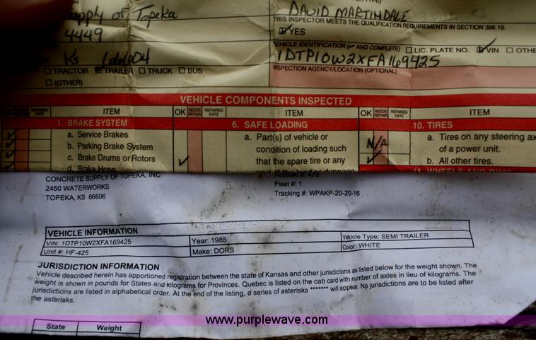 image for item F2637 1985 Dorsey 45' flatbed trailer