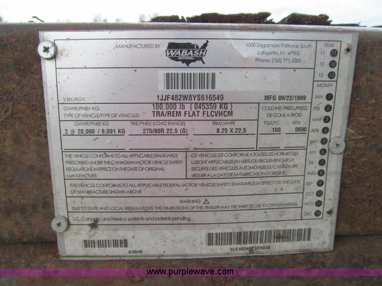 image for item F4577 2000 Wabash 48' flatbed trailer