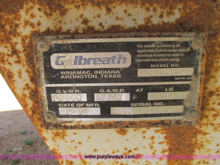 image for item F4606 1994 Gilbreath 40' Minute Man waste transfer trailer