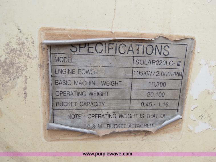 image for item B2489 Daewoo Solar 220LC-III excavator