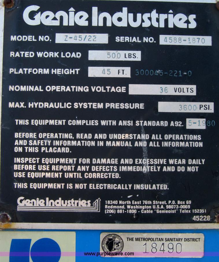 image for item B2883 Genie Z45/22 articulated electric boom lift