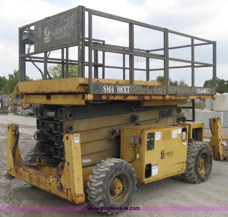 image for item B8295 1995 Grove SuperMax SM4688XT rough terrain scissor lift