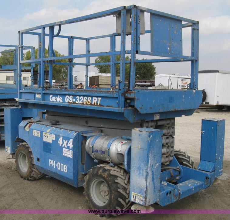 image for item B8298 2001 Genie GS-3268RT rough terrain scissor lift