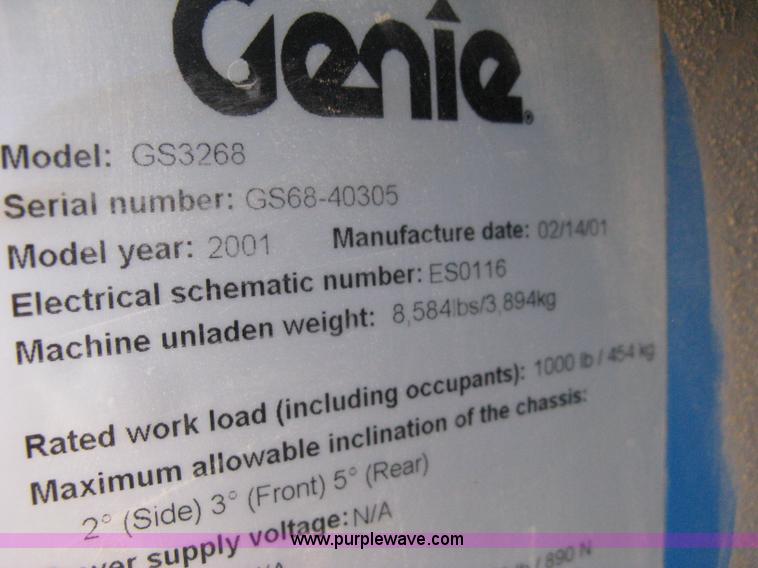 image for item B8298 2001 Genie GS-3268RT rough terrain scissor lift