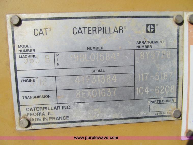 image for item E3528 1996 Caterpillar 963B track loader