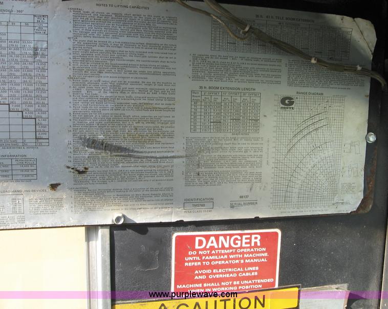 image for item F4578 1985 Grove TMS760 60 ton hydraulic crane with carrier