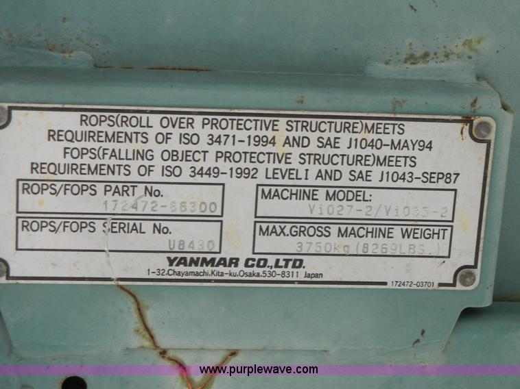 image for item F7504 Yanmar Global ViO27-2 mini excavator