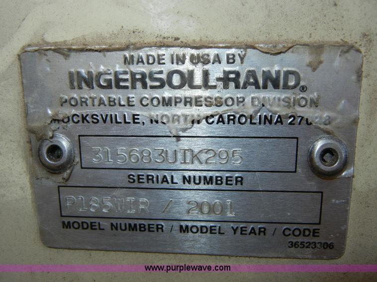 image for item F7506 2001 Ingersoll Rand 185 portable air compressor
