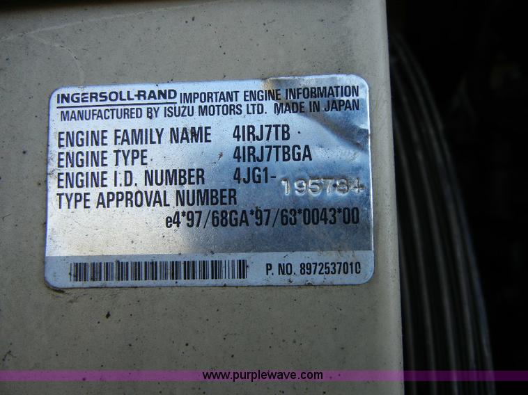 image for item F7507 2000 Ingersoll Rand 185 portable air compressor