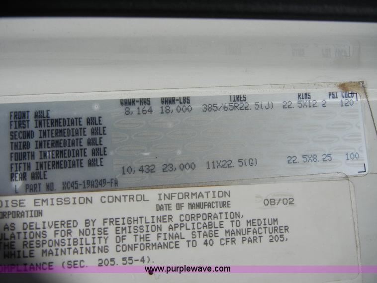 image for item F7518 2003 Sterling L7500 semi truck with Vac-Con system