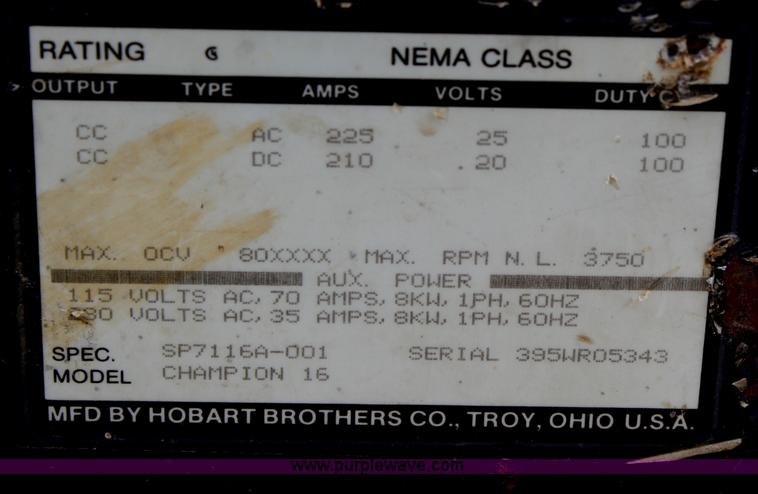 image for item U9582 Hobart Champion 16 portable welder