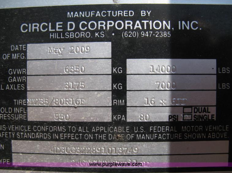 image for item B8146 2009 Circle D multi-purpose gooseneck flatbed trailer