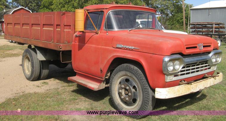 image for item B8192 1960 Ford F600 custom cab dump bed grain truck