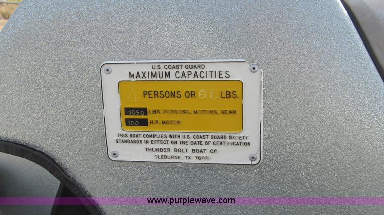 image for item C3583 1987 Thunderbolt bass boat and trailer