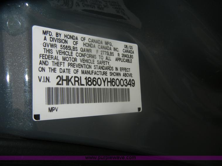 image for item D4809 2000 Honda Odyssey EX mini van