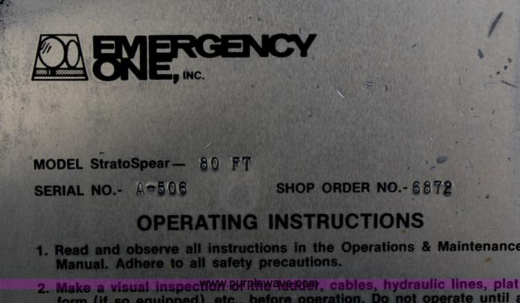 image for item F2526 1989 Federal Motors Emergency One Hurricane firetruck