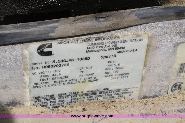 image for item F2676 Cummins Onan RV QG 5500 generator