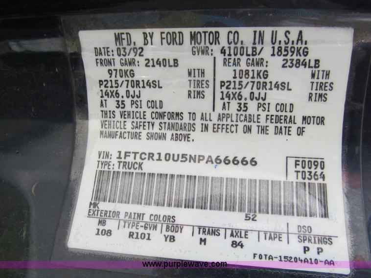 image for item F4601 1992 Ford Ranger XLT pickup truck