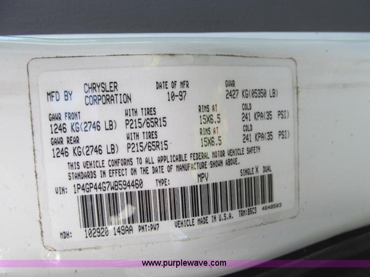 image for item F4603 1998 Plymouth Grand Voyager SE mini van