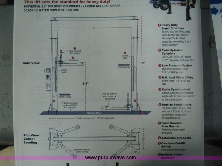 image for item M9016 Auto Lifters of America Auto Pro 10,000 two post car lift