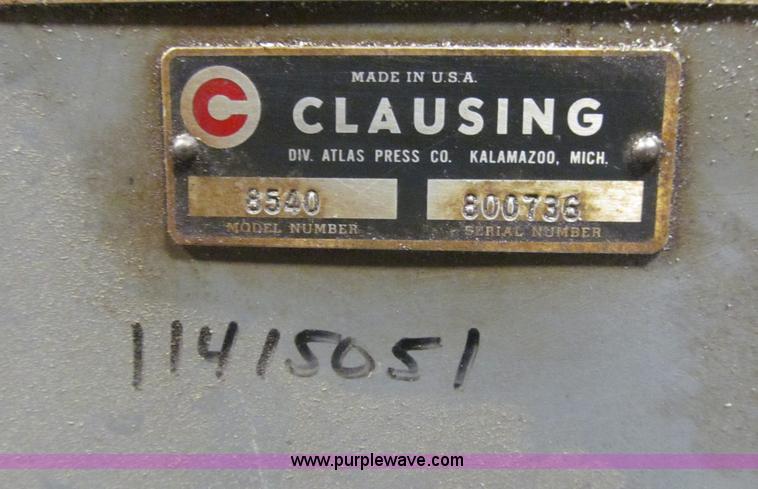 image for item A5408 Clausing 8540 milling machine