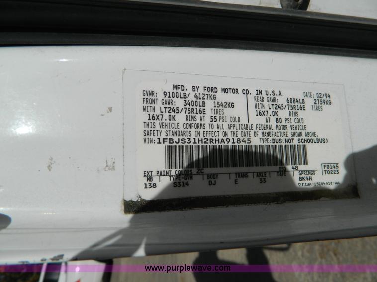 image for item B3941 1994 Ford E350 Super Club Wagon van