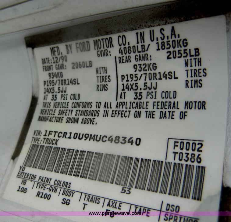 image for item D4960 1991 Ford Ranger pickup truck