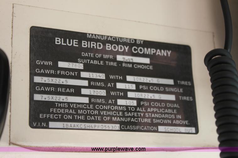 image for item E4237 1993 Blue Bird TC2000 school bus