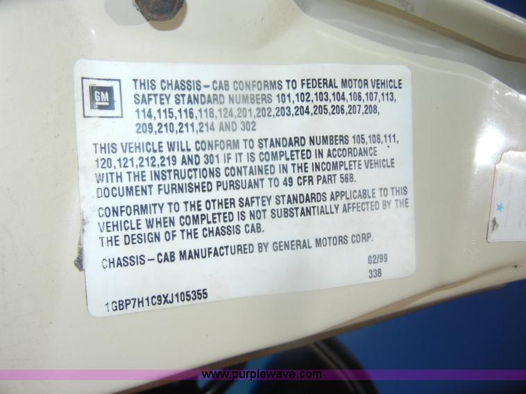 image for item F2627 1999 Chevrolet C8500 dump truck