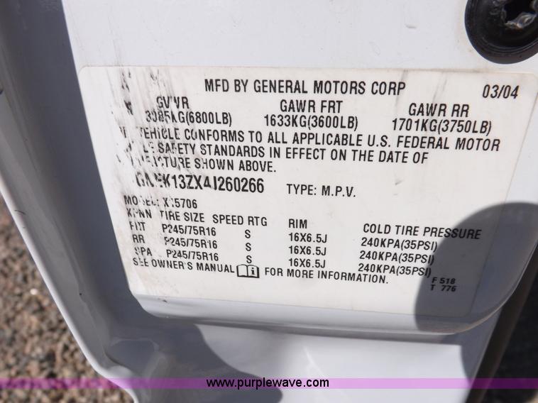 image for item F6213 2004 Chevrolet Tahoe K1500 SUV