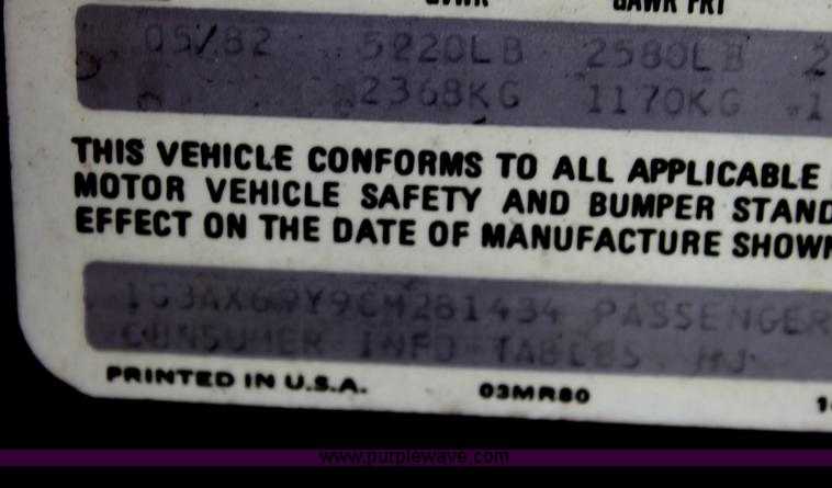 image for item E4273 1982 Oldsmobile Regency