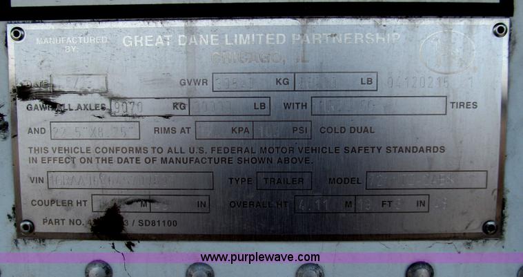 image for item C3573 2004 Great Dane 48' reefer trailer