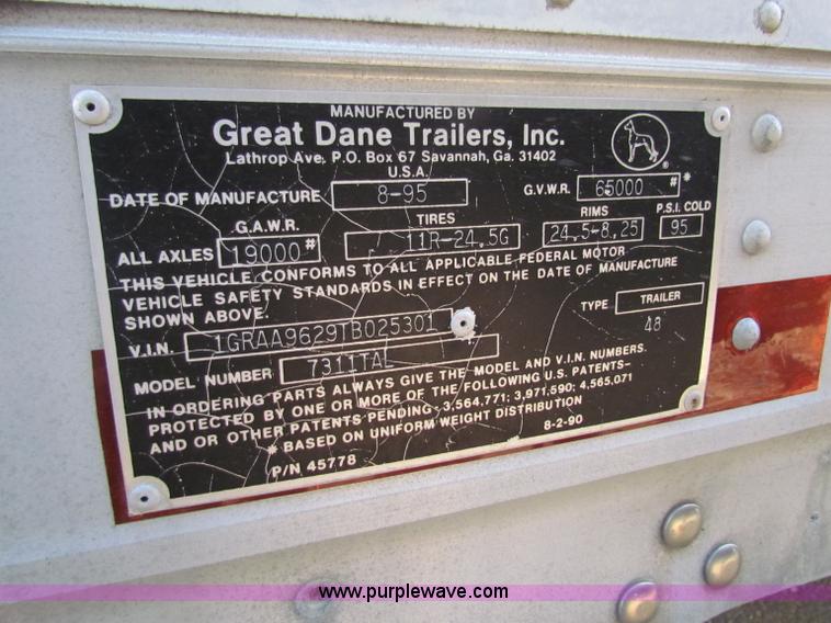 image for item E8140 1996 Great Dane 7311TAL 48' dry van trailer