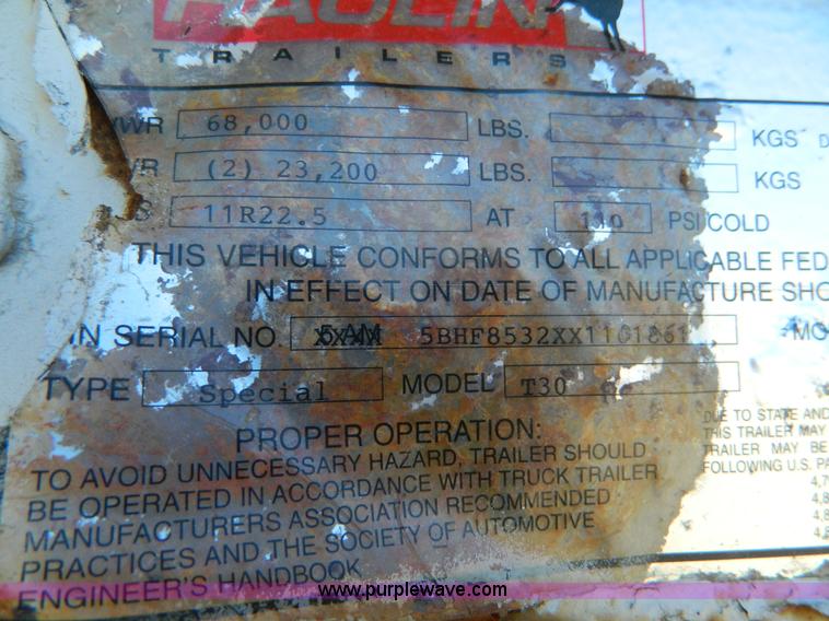 image for item G7550 1999 Haulin Special T30 roller trailer