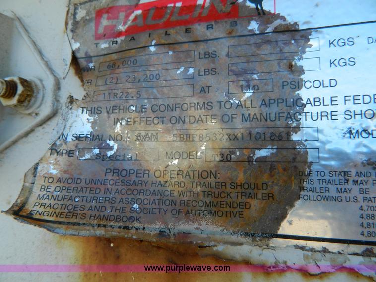 image for item G7550 1999 Haulin Special T30 roller trailer