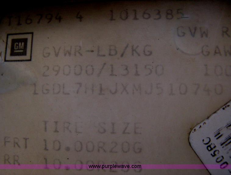 image for item B8272 1991 GMC TopKick SLE flatbed dump truck