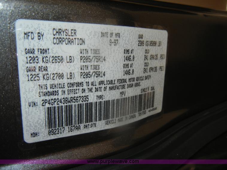 image for item D4932 1998 Plymouth Grand Voyager minivan