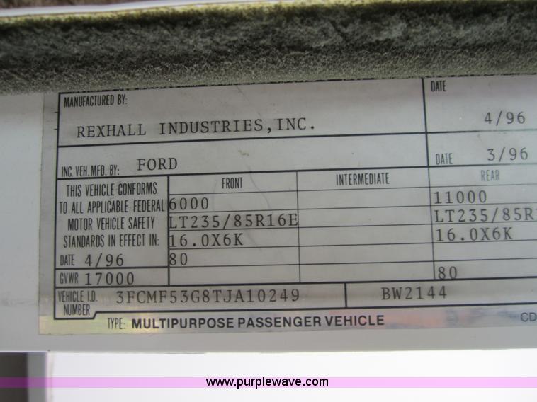 image for item D5696 1996 Ford F530F Rexhall Airbus class A motorhome RV