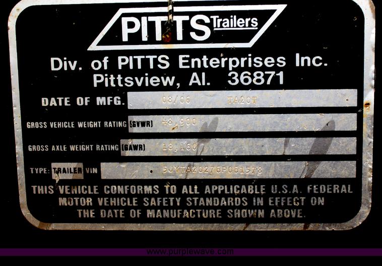 image for item F2642 2006 Pitts TA20T trailer