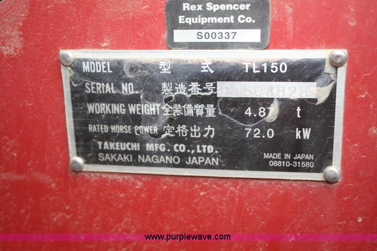 image for item F2659 2007 Takeuchi TL150 track skid steer
