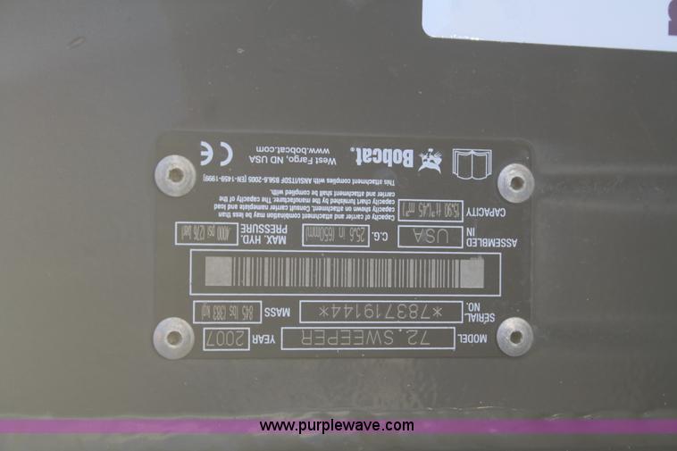 image for item F2683 2007 Bobcat 72" sweeper skid steer attachment