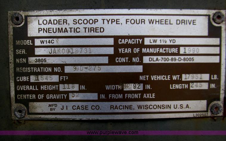 image for item F3060 1990 Case W14C wheel loader