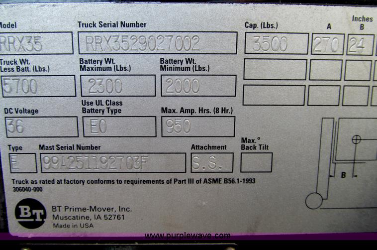 image for item F5547 2002 BT Prime-Mover forklift
